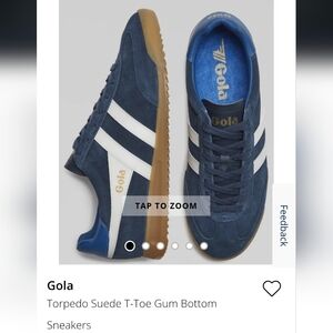 Gola Men's Navy Suede Sneakers with White Stripes